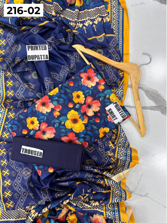 VOL 216 | DS 02 | Mirha LAWN 3PC | DIGITAL PRINTED LAWN SHIRT PLAIN TROUSER LAWN DUPATTA