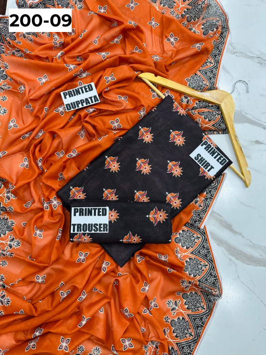 VOL 200 | DS 09 | DIGITAL PRINTED BANADORA LAWN 3PC VOIL LAWN DUPATTA