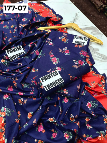 VOL 177 | DS 07 | DIGITAL PRINTED LINEN 3PC LINEN DUPATTA