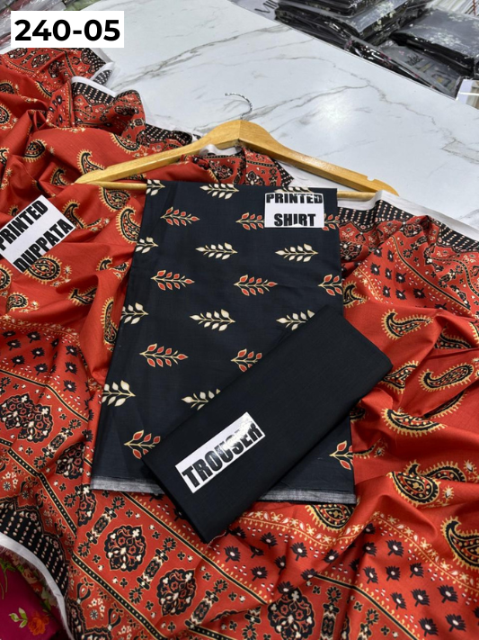 VOL 240 | DS 05 | Mirha LAWN |  DIGITAL PRINTED LAWN 3PC PRINTED LAWN SHIRT PLAIN TROUSER PRINTED LAWN DUPATTA