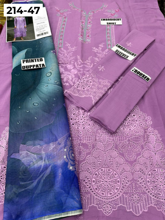 VOL 214 | DS 47 | LAWN LUXURY EMBROIDERED 3PC