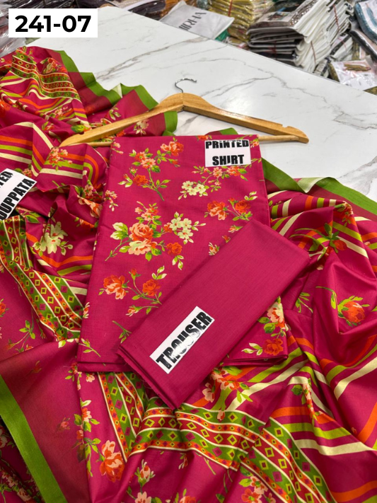 VOL 241 | DS 07 | Mirha LAWN |  DIGITAL PRINTED LAWN 3PC PRINTED LAWN SHIRT PLAIN TROUSER PRINTED LAWN DUPATTA