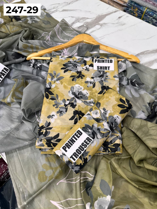 VOL 247 | DS 29 | DIGITAL PRINTED LAWN THREE PIECES VOIL LAWN DUPATTA