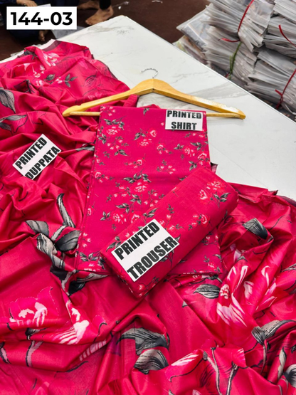 VOL 144 | DS 03 | DIGITAL PRINTED LAWN 3PC VOIL LAWN DUPATTA