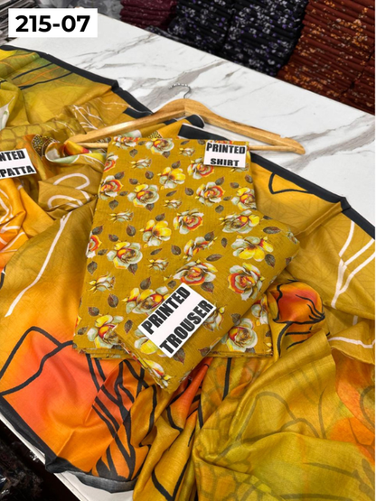 VOL 215 | DS 07 | DIGITAL PRINTED BANADORA LAWN 3PC VOIL LAWN DUPATTA