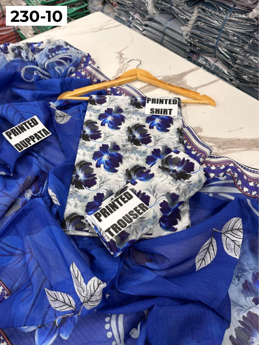VOL 230 | DS 10 | DIGITAL PRINTED DOBBY LAWN 3PC TANA DORA LAWN DUPATTA