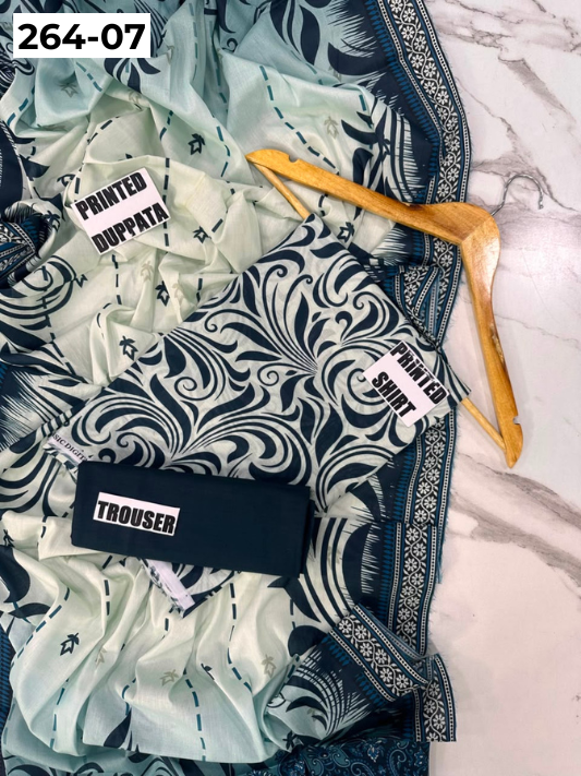 VOL 264 | DS 07 | Mirha LAWN | DIGITAL PRINTED LAWN 3PC PRINTED LAWN SHIRT PLAIN TROUSER PRINTED LAWN DUPATTA