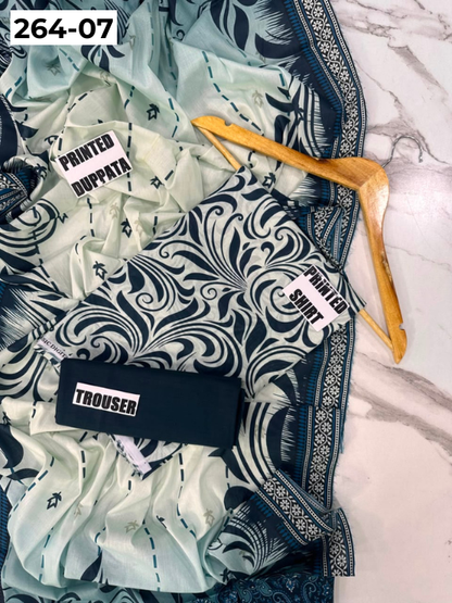 VOL 264 | DS 07 | Mirha LAWN | DIGITAL PRINTED LAWN 3PC PRINTED LAWN SHIRT PLAIN TROUSER PRINTED LAWN DUPATTA