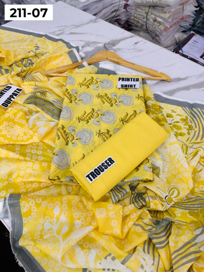 MADHAM BY LALA LAWN 3PC VOL 211 | DS 07 | DIGITAL PRINTED LAWN SHIRT VOIL LAWN DUPATTA DYED TROUSER