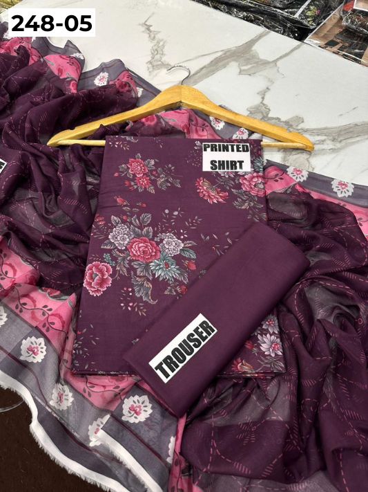 VOL 248 | DS 05 | Naaz e Gul | DIGITAL PRINTED 3PC LAWN SHIRT, PRINTED TROUSER, PRINTED VOIL DUPATTA