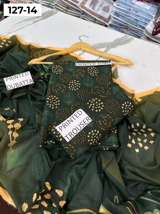VOL 127 | DS 14 | DIGITAL PRINTED BANADORA LAWN 3PC VOIL LAWN DUPATTA