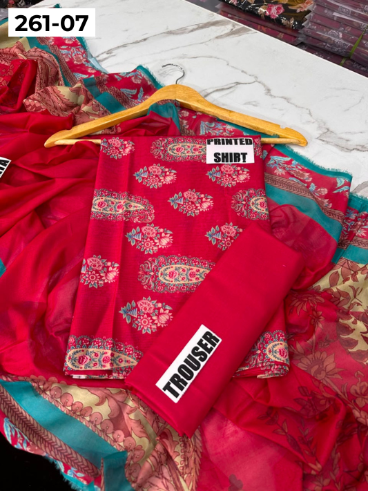 VOL 261 | DS 07 | m basics By Maria-B | DIGITAL PRINTED LAWN THREE PIECES