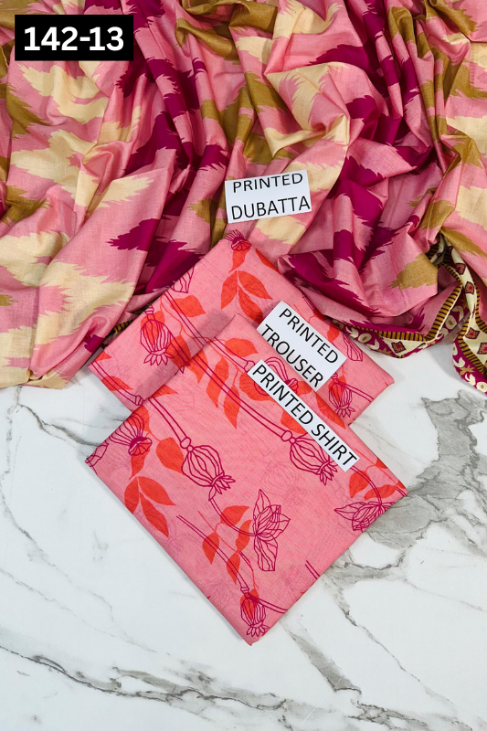 VOL 142 | DS 13 | DIGITAL PRINTED LAWN 3PC VOIL LAWN DUPATTA