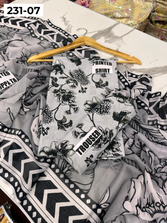 VOL 231 | DS 07 | Baroque LAWN |  DIGITAL PRINTED LAWN THREE PIECES BANADORA LAWN SHIRT VOIL LAWN DUPATTA