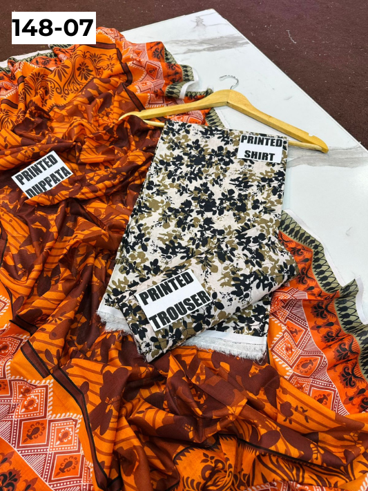 VOL 148 | DS 07 | DIGITAL PRINTED LAWN 3PC VOIL LAWN DUPATTA