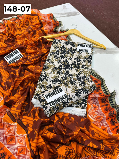 VOL 148 | DS 07 | DIGITAL PRINTED LAWN 3PC VOIL LAWN DUPATTA