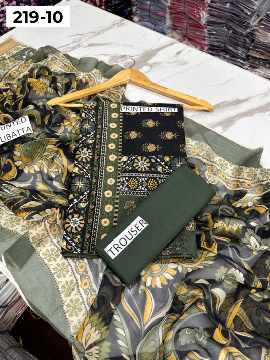 VOL 219 | DS 10 | ETHNC LAWN 3PC | DIGITAL PRINTED BANADORA LAWN SHIRT PLAIN TROUSER BAMBER CHIFFON DUPATTA