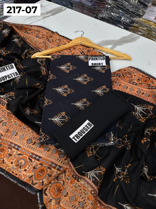 VOL 217 | DS 07 | BinSaeed LAWN DIGITAL PRINTED BANADORA LAWN SHIRT PLAIN TROUSER TARKASHI FANCY DUPATTA