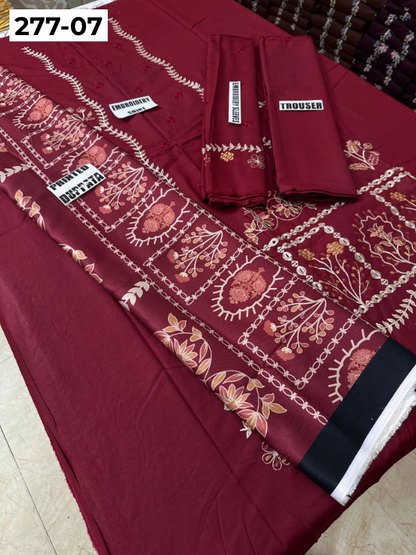 VOL 277 | DS 07 | DHANAK EMBROIDERED WOOL SHAWL 3PC