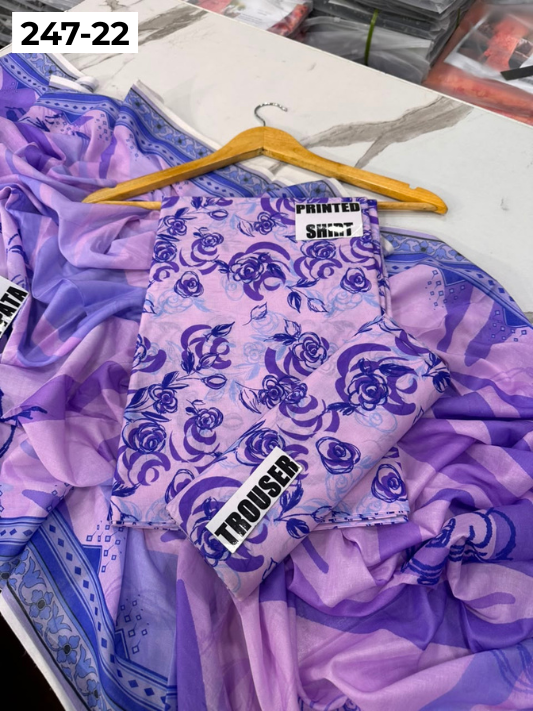 VOL 247 | DS 22 | DIGITAL PRINTED LAWN THREE PIECES VOIL LAWN DUPATTA