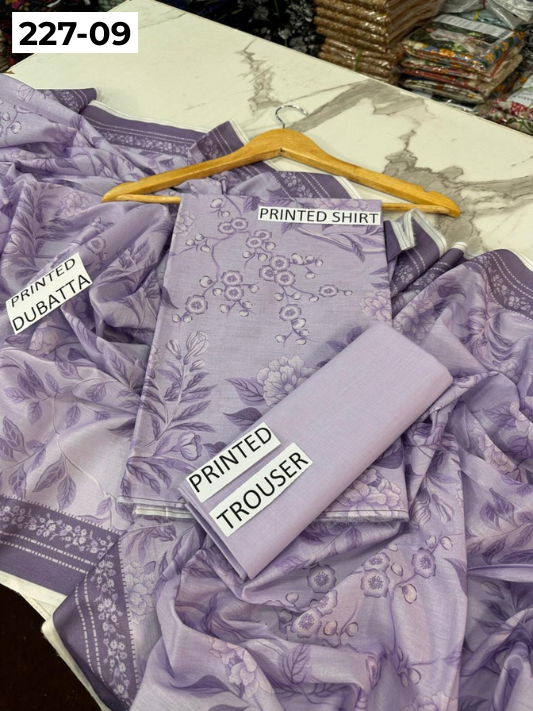 VOL 227 | DS 09 | DIGITAL PRINTED LAWN 3PC PRINTED LAWN SHIRT PLAIN TROUSER PRINTED LAWN DUPATTA