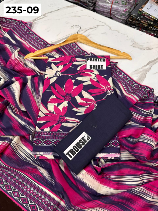 VOL 235 | DS 09 | Mirha LAWN |  DIGITAL PRINTED LAWN 3PC PRINTED LAWN SHIRT PLAIN TROUSER PRINTED LAWN DUPATTA