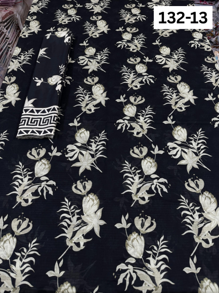 VOL 132 | DS 13 | DIGITAL PRINTED BANADORA LAWN 3PC VOIL LAWN DUPATTA