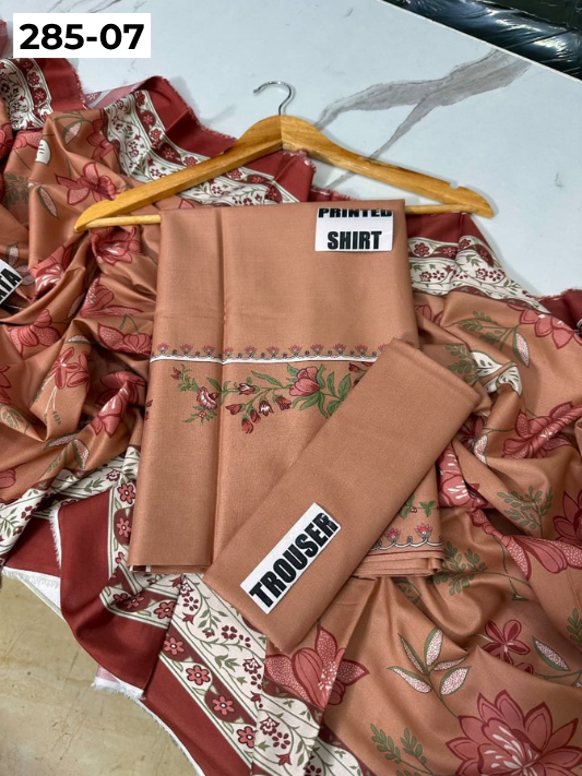 VOL 285 | DS 07 | NISHA BY SHANAYA | DIGITAL PRINTED 3PC STONE LINEN SHIRT, PRINTED TROUSER, PRINTED STONE LINEN DUPATTA