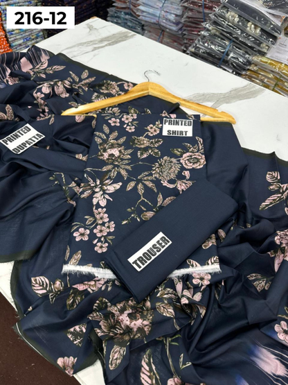 VOL 216 | DS 12 | Mirha LAWN 3PC | DIGITAL PRINTED LAWN SHIRT PLAIN TROUSER LAWN DUPATTA