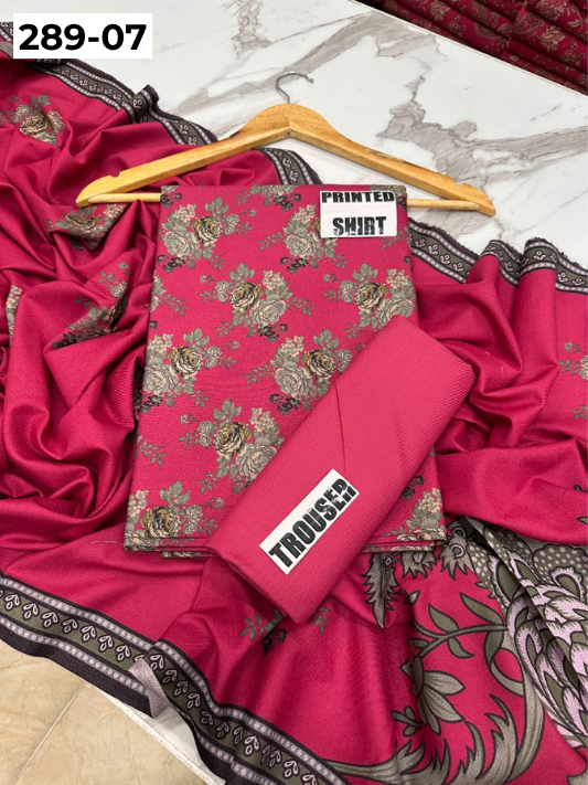 VOL 289 | DS 07 | PREMIUM DHANAK WINTER COLLECTON - DIGITAL PRINTED 3 PIECE SUIT | Printed Allover Shirt | Plain Dyed Matching Trouser | Printed Dupatta