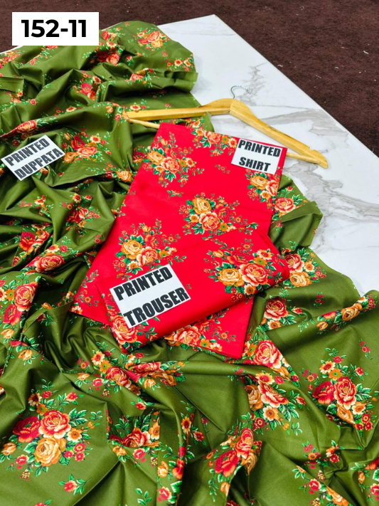 VOL 152 | DS 11 | DIGITAL PRINTED LINEN 3PC LINEN DUPATTA