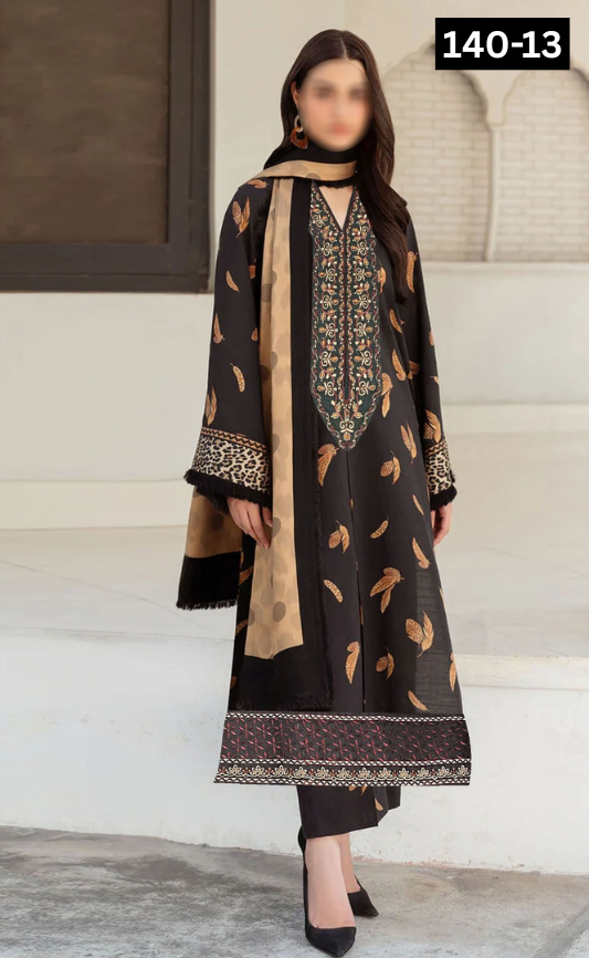 VOL 140 | DS 13 | DIGITAL PRINTED BANADORA LAWN 3PC | VOIL LAWN DUPATTA | EMBROIDERED ORAGANZA PATCHES