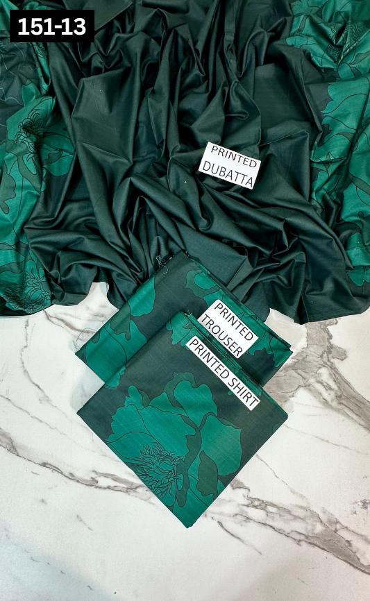 VOL 151 | DS 13 | DIGITAL PRINTED LINEN 3PC LINEN DUPATTA
