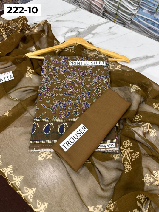 VOL 222 | DS 10 | BEECHTREE LAWN | DIGITAL PRINTED BANADORA LAWN SHIRT PLAIN TROUSER BAMBER CHIFFON DUPATTA