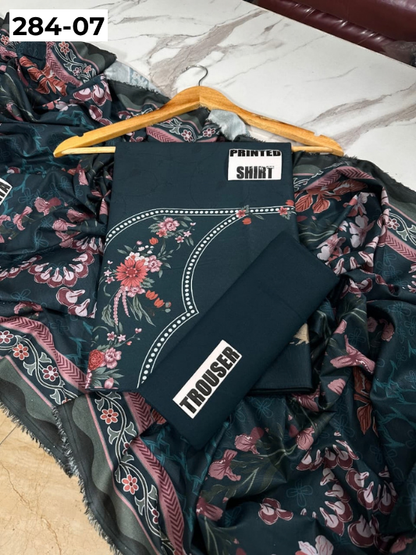VOL 284 | 07 | SARAH BY SHANAYA | DIGITAL PRINTED 3PC CORDUROY KHADDAR SUIT | PRINTED SHIRT, TROUSER & DUPATTA