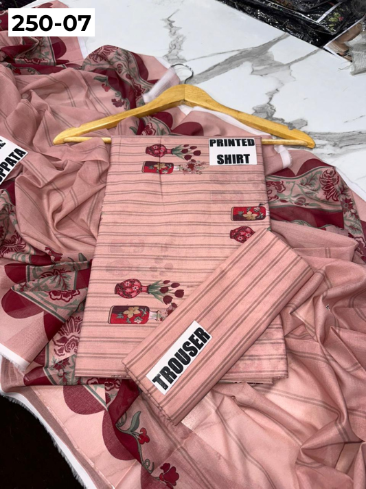 VOL 250 | DS 07 | Gulzeb | DIGITAL PRINTED 3PC LAWN SHIRT, PRINTED TROUSER, PRINTED VOIL DUPATTA