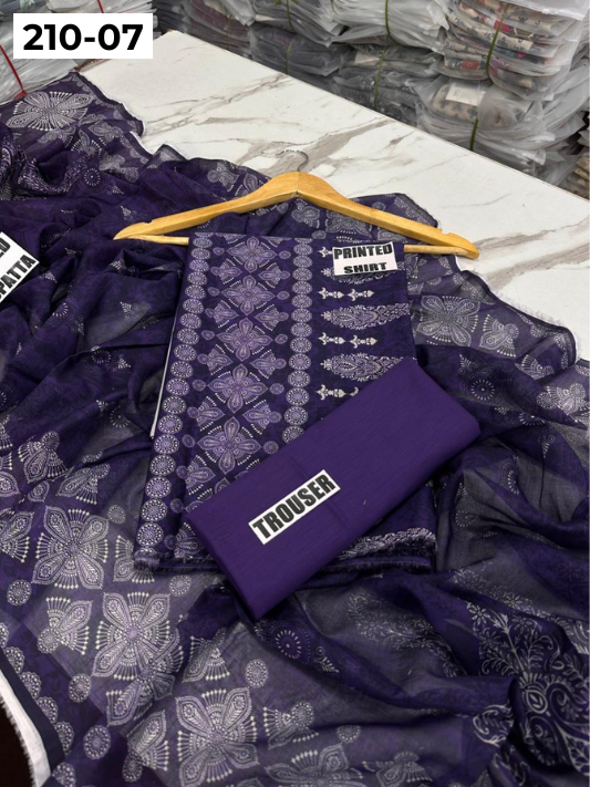 SAPPHIRE LAWN 3PC VOL 210 | DS 07 | DIGITAL PRINTED LAWN SHIRT VOIL LAWN DUPATTA DYED TROUSER