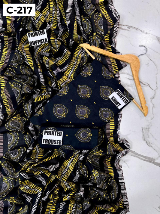 MIRHA LAWN DIGITAL PRINTED 3PC | DS C217 |
