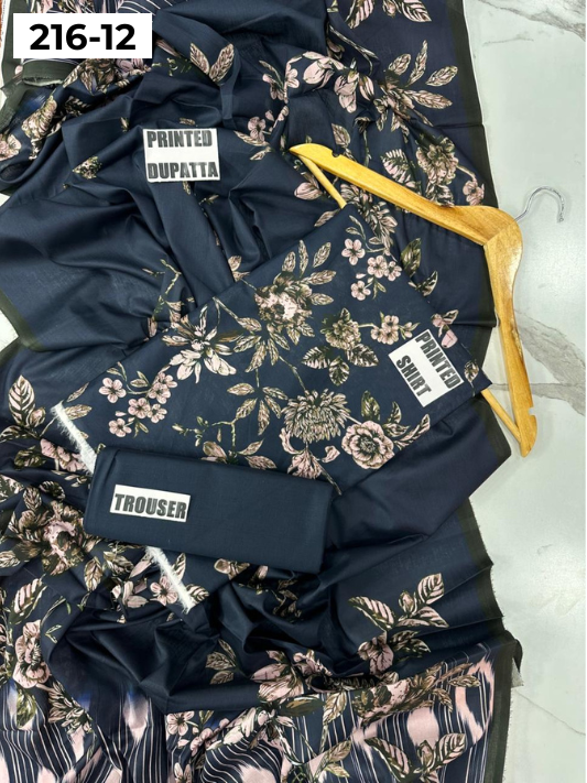 VOL 216 | DS 12 | Mirha LAWN 3PC | DIGITAL PRINTED LAWN SHIRT PLAIN TROUSER LAWN DUPATTA