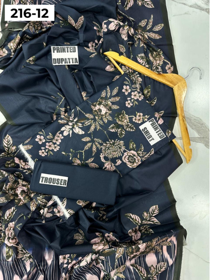 VOL 216 | DS 12 | Mirha LAWN 3PC | DIGITAL PRINTED LAWN SHIRT PLAIN TROUSER LAWN DUPATTA