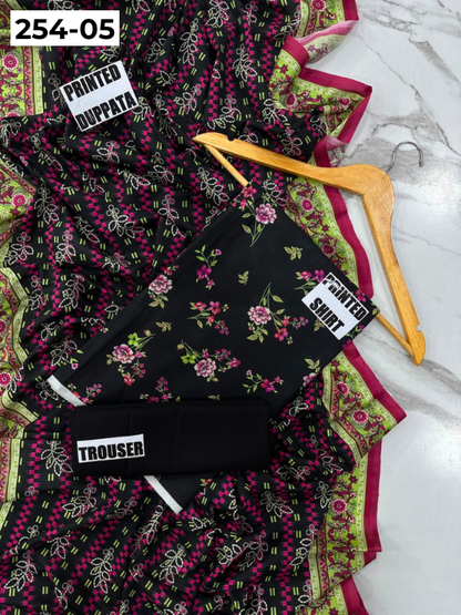 VOL 254 | DS 05 | Mirha LAWN | DIGITAL PRINTED LAWN 3PC PRINTED LAWN SHIRT PLAIN TROUSER PRINTED LAWN DUPATTA