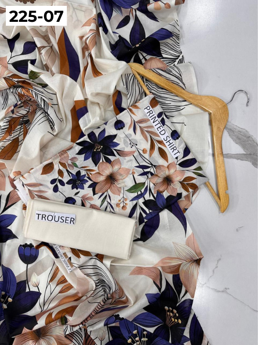 VOL 225 | DS 07 | Mirha LAWN |  DIGITAL PRINTED LAWN 3PC PRINTED LAWN SHIRT PLAIN TROUSER PRINTED LAWN DUPATTA