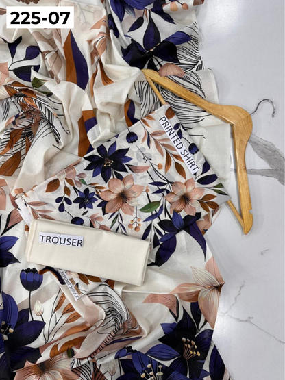 VOL 225 | DS 07 | Mirha LAWN |  DIGITAL PRINTED LAWN 3PC PRINTED LAWN SHIRT PLAIN TROUSER PRINTED LAWN DUPATTA
