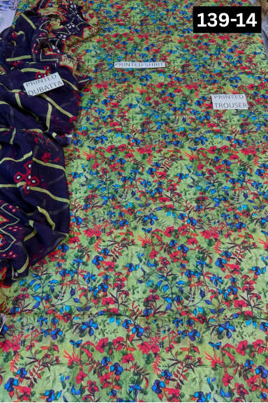 VOL 139 | DS 14 | DIGITAL PRINTED LAWN 3PC BAMBER CHIFFON DUPATTA