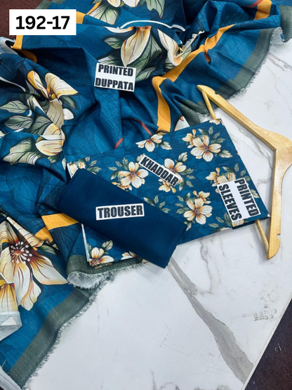 VOL 192 | DS 17 | DIGITAL PRINTED KHADDAR 3PC DYED TROUSER