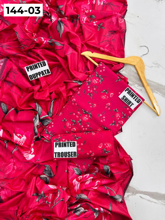 VOL 144 | DS 03 | DIGITAL PRINTED LAWN 3PC VOIL LAWN DUPATTA