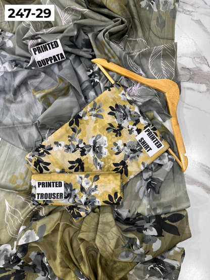 VOL 247 | DS 29 | DIGITAL PRINTED LAWN THREE PIECES VOIL LAWN DUPATTA