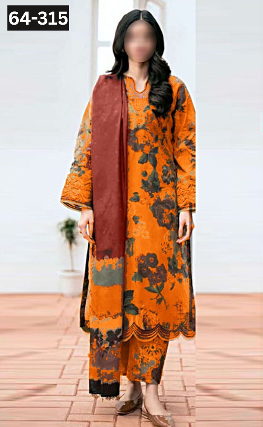 VOL 64 | DS C315| DIGITAL PRINTED KHADDAR 3PC KHADDAR DUPATTA