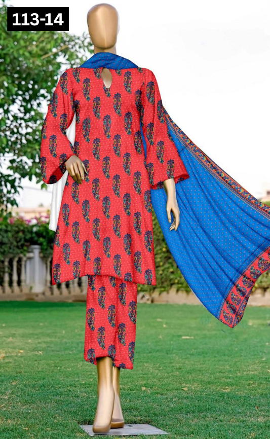 VOL 113 | DS 14 | DIGITAL PRINTED BANADORA LAWN 3PC VOIL LAWN DUPATTA