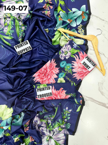 VOL 149 | DS 07 | DIGITAL PRINTED LAWN 3PC VOIL LAWN DUPATTA